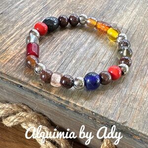 Garnet beaded bohemian bracelet colorful